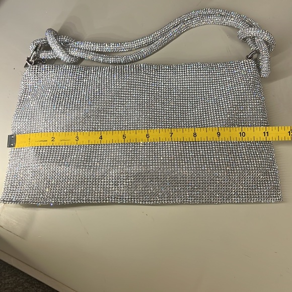 NWOT Silver Rhinestone Evening Bag with detachable strap. - Picture 8 of 12